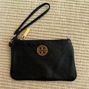 Tory Burch Black Wristlet with Gold Accent